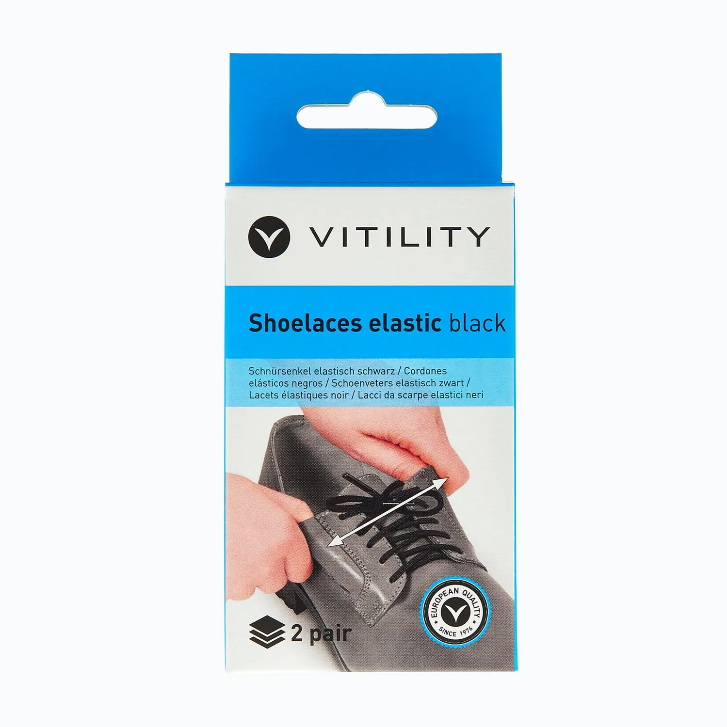 Vitility Elastiske skolisser sort uten knyting
