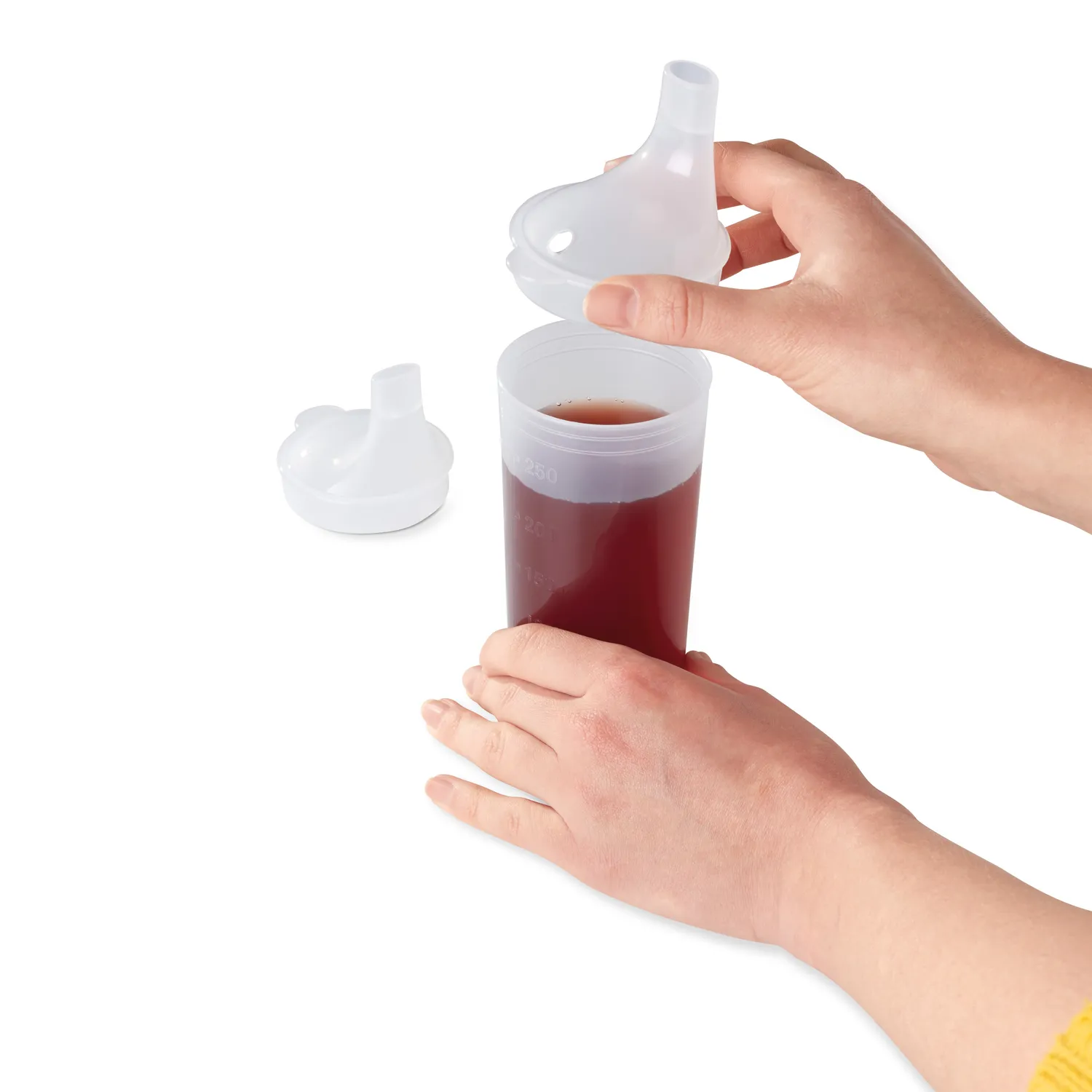 Vitility transparent kopp ergonomisk med 2 lokk drikkehjelp