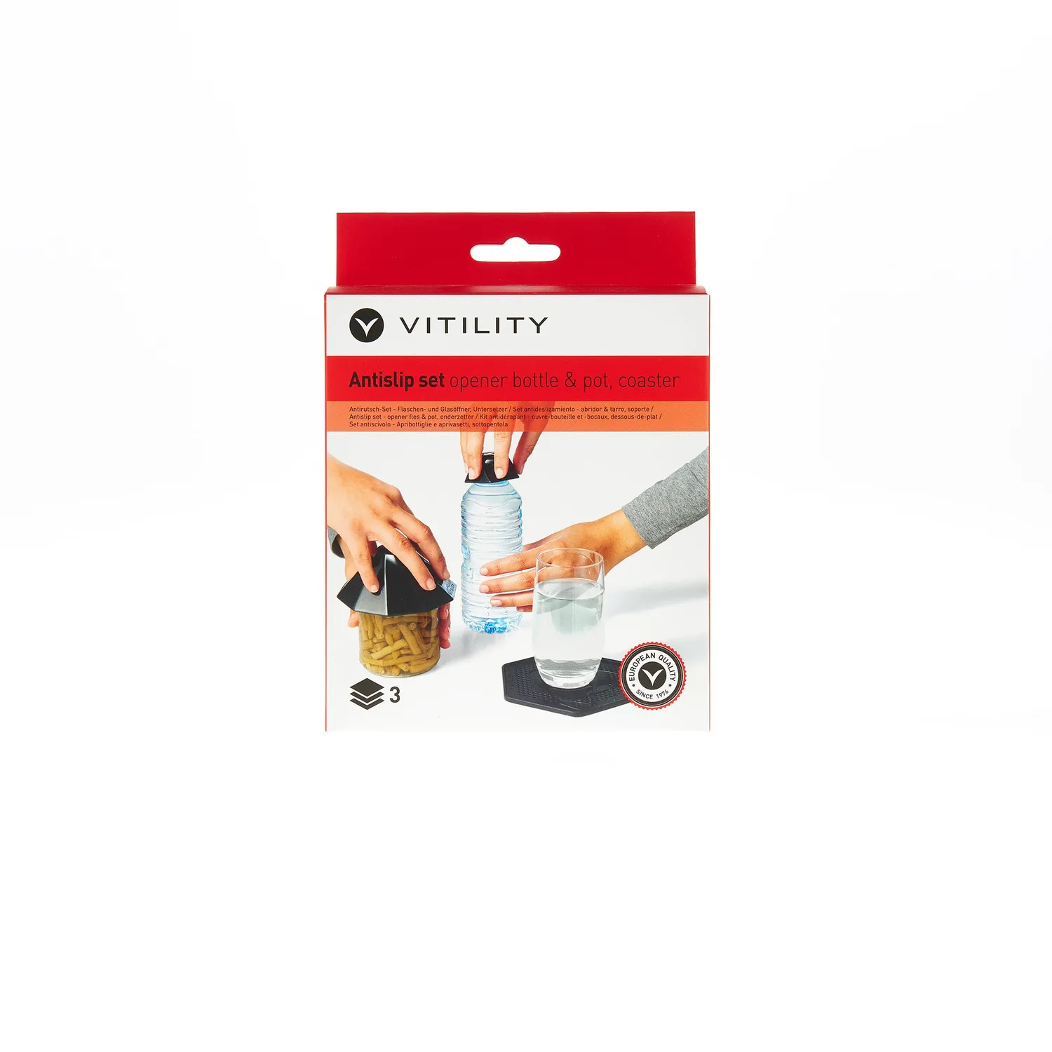 Vitility Anti-Skli Set krukkeåpner 3 deler fleksibel