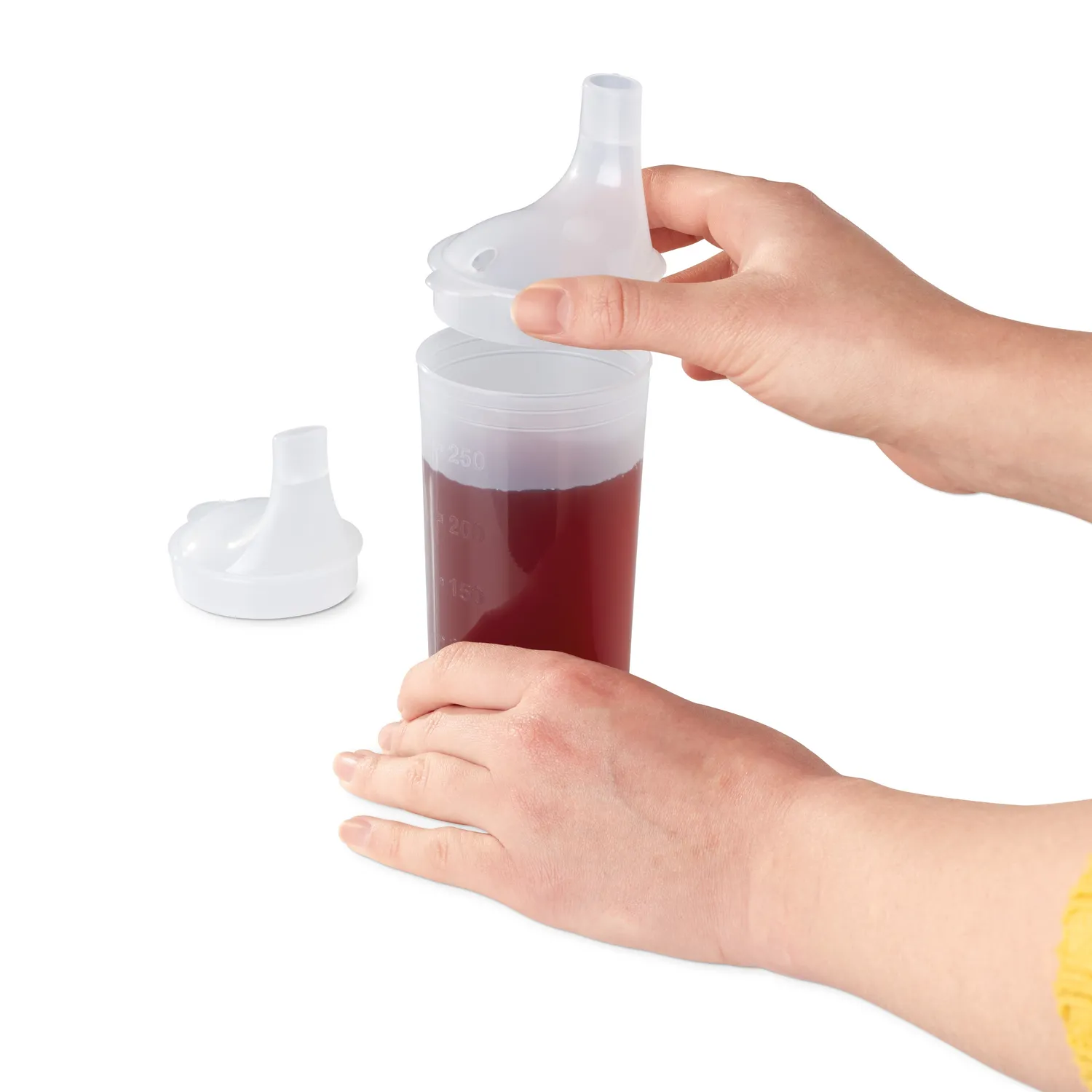 Vitility transparent kopp ergonomisk med 2 lokk drikkehjelp