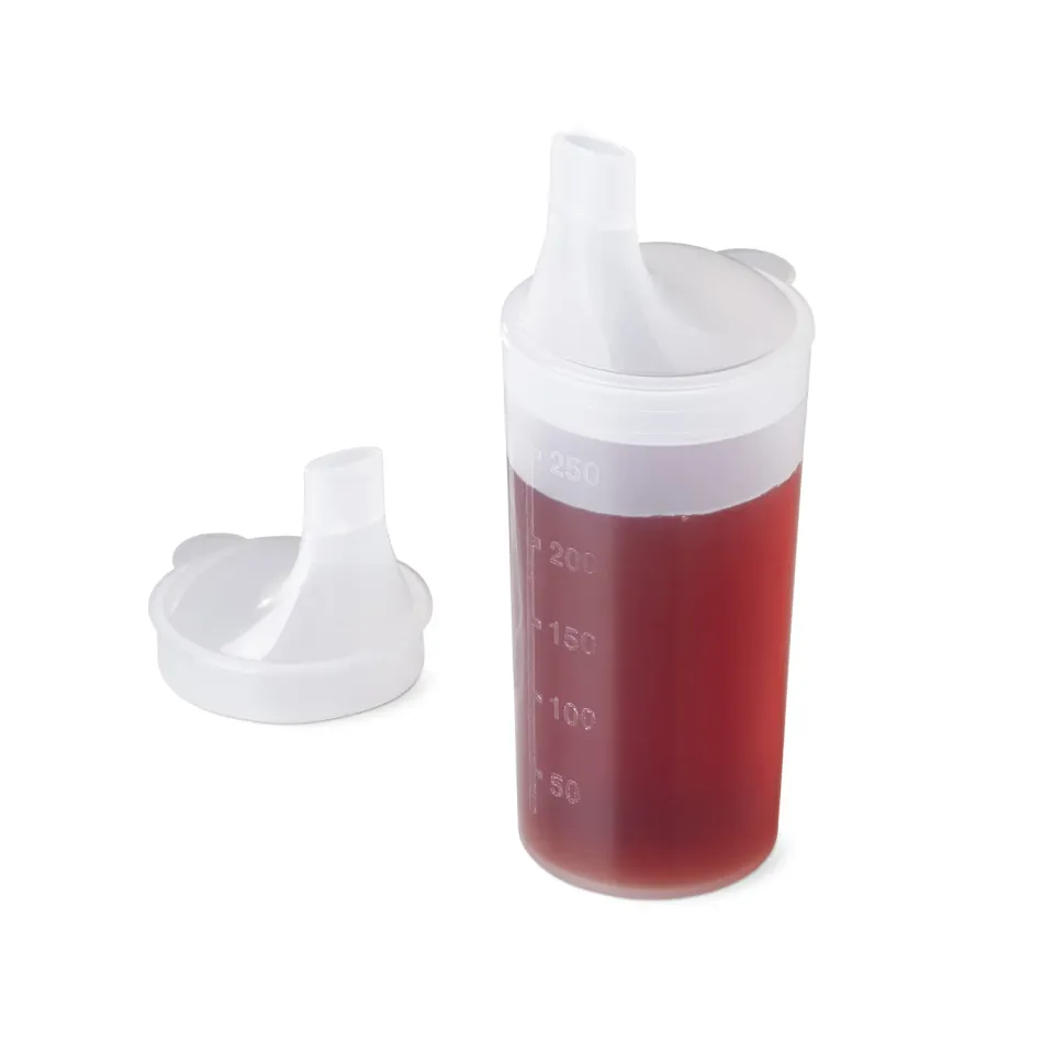 Vitility transparent kopp ergonomisk med 2 lokk drikkehjelp