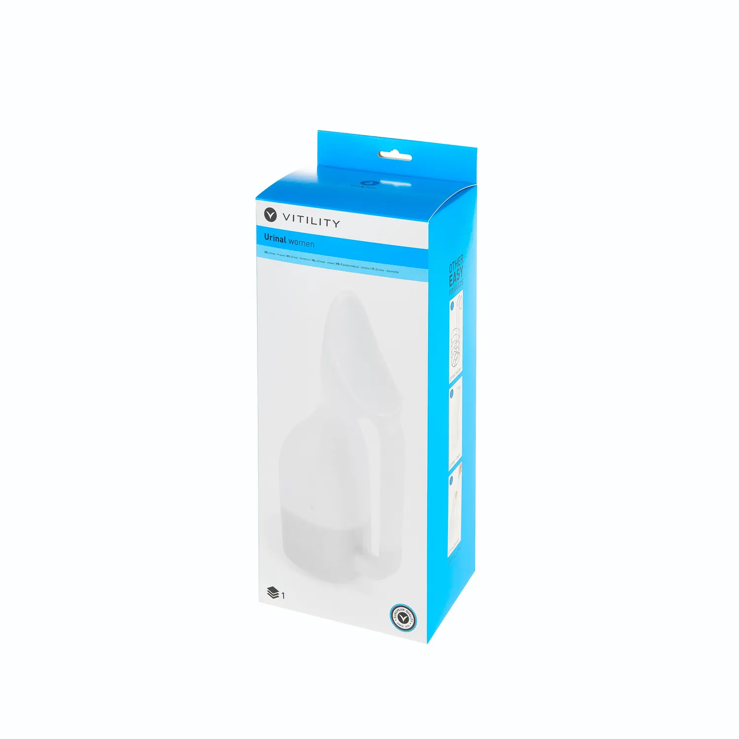 Vitility urinal for kvinner 1 liter med håndtak