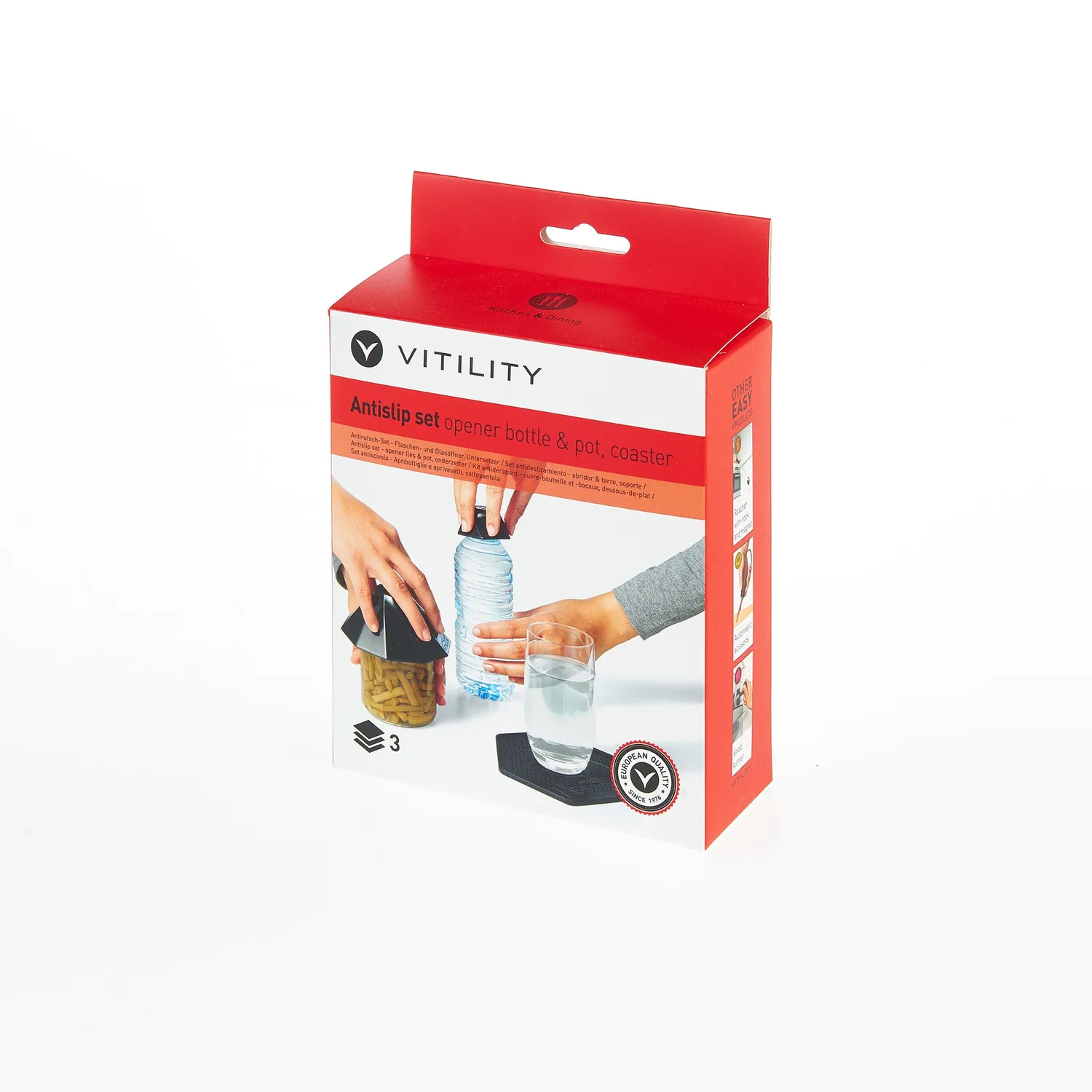 Vitility Anti-Skli Set krukkeåpner 3 deler fleksibel
