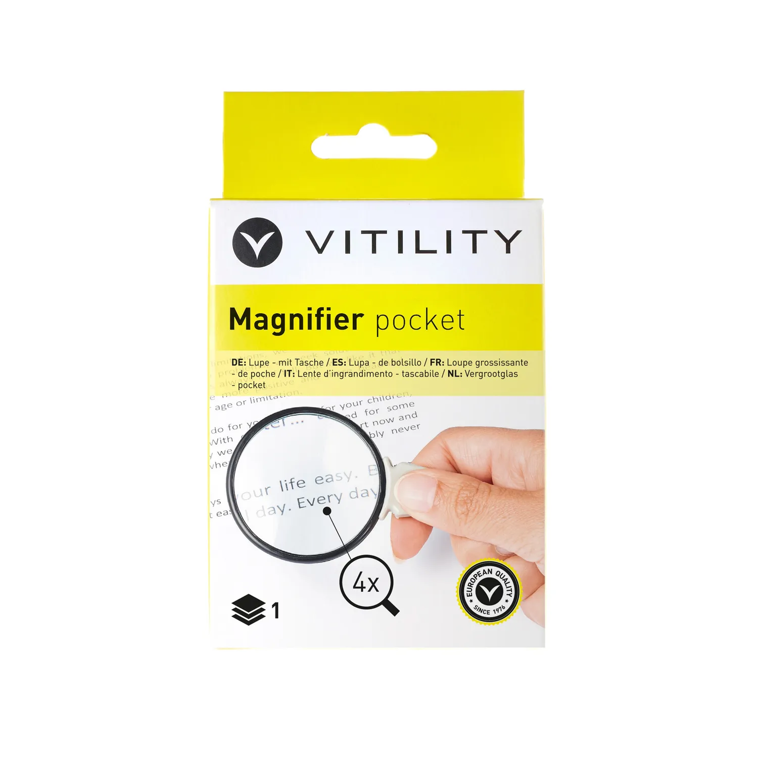 Vitility forstørrelsesglass liten rund med snor